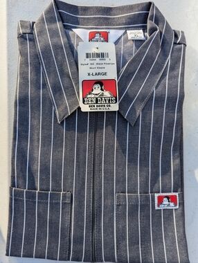 Vintage Ben Davis 1/2 Zip Black Pinstripe Railroad Shirt, Men's , NWT